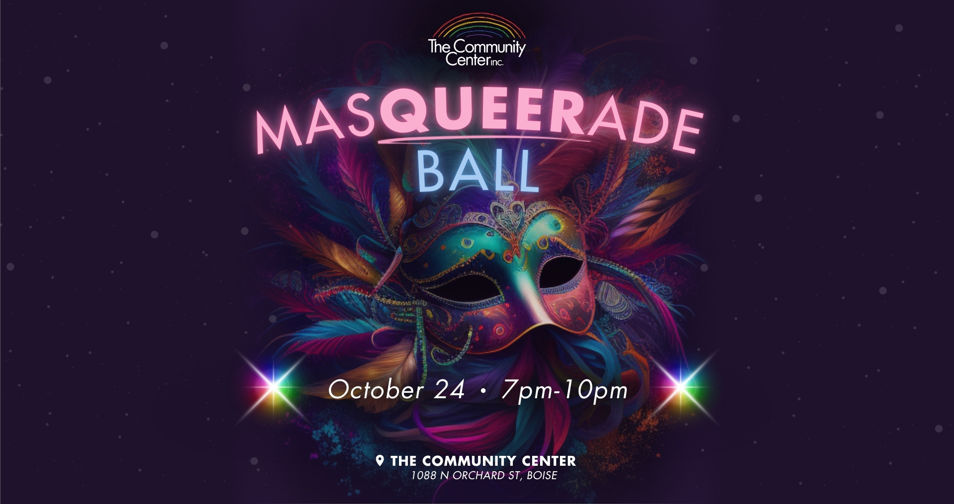 Advertisement for the Masqueerade Ball at The Community Center on October 24, 7-10pm.