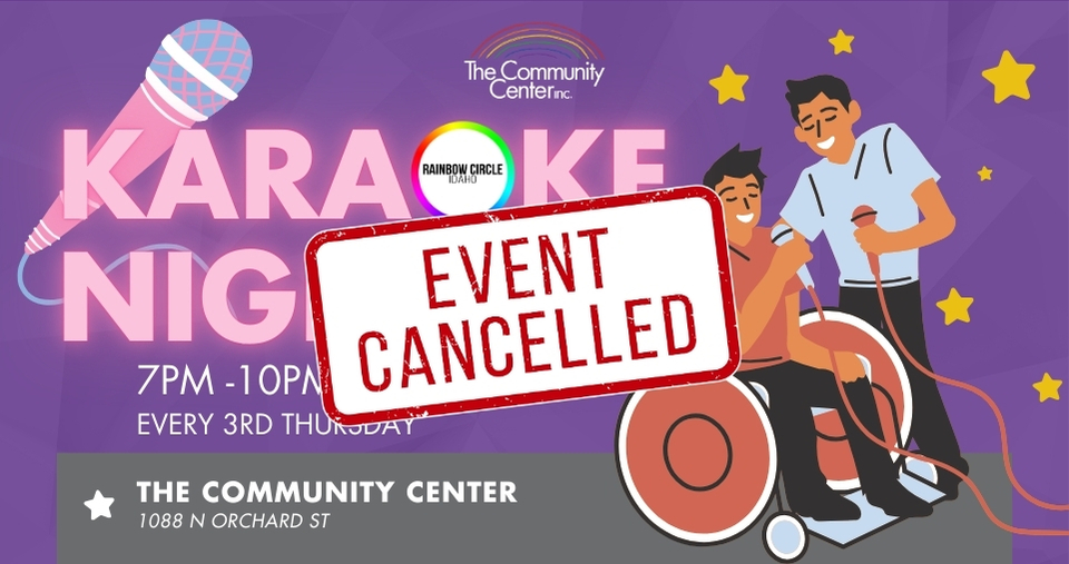 Karaoke flyer with EVENT CANCELED