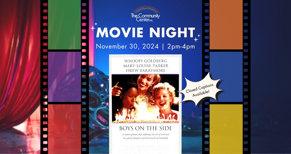 Movie night promotion with "Boys on the Side" movie poster