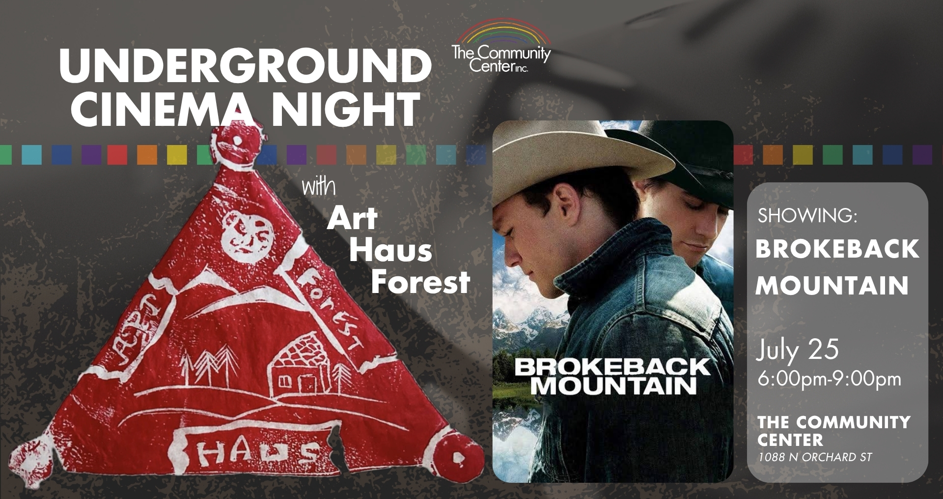 Flyer for Underground Cinema Night with the featured film Brokeback Mountain